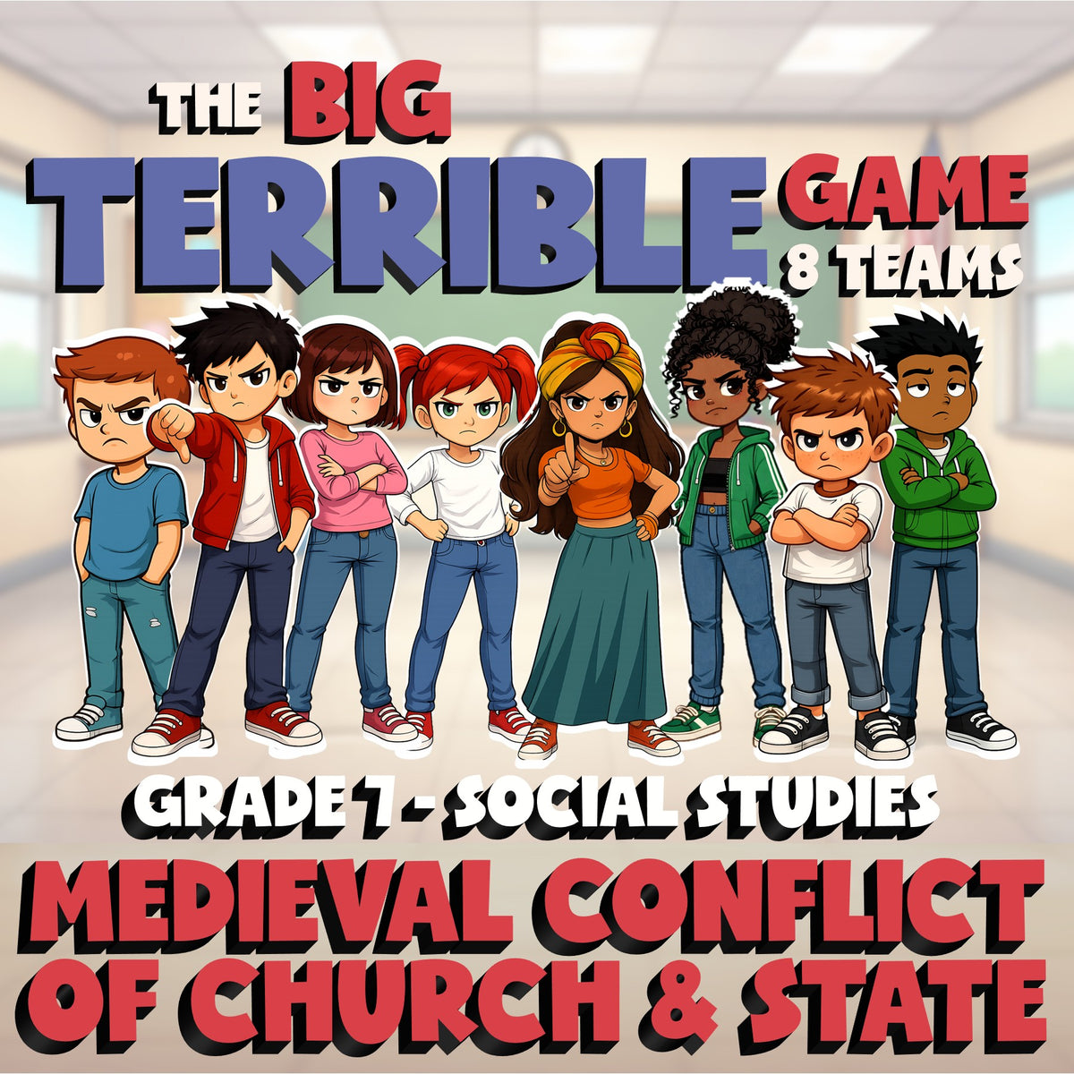 Medieval Conflict of Church & State BIG TERRIBLE GAME - Grade 7 Socials Review