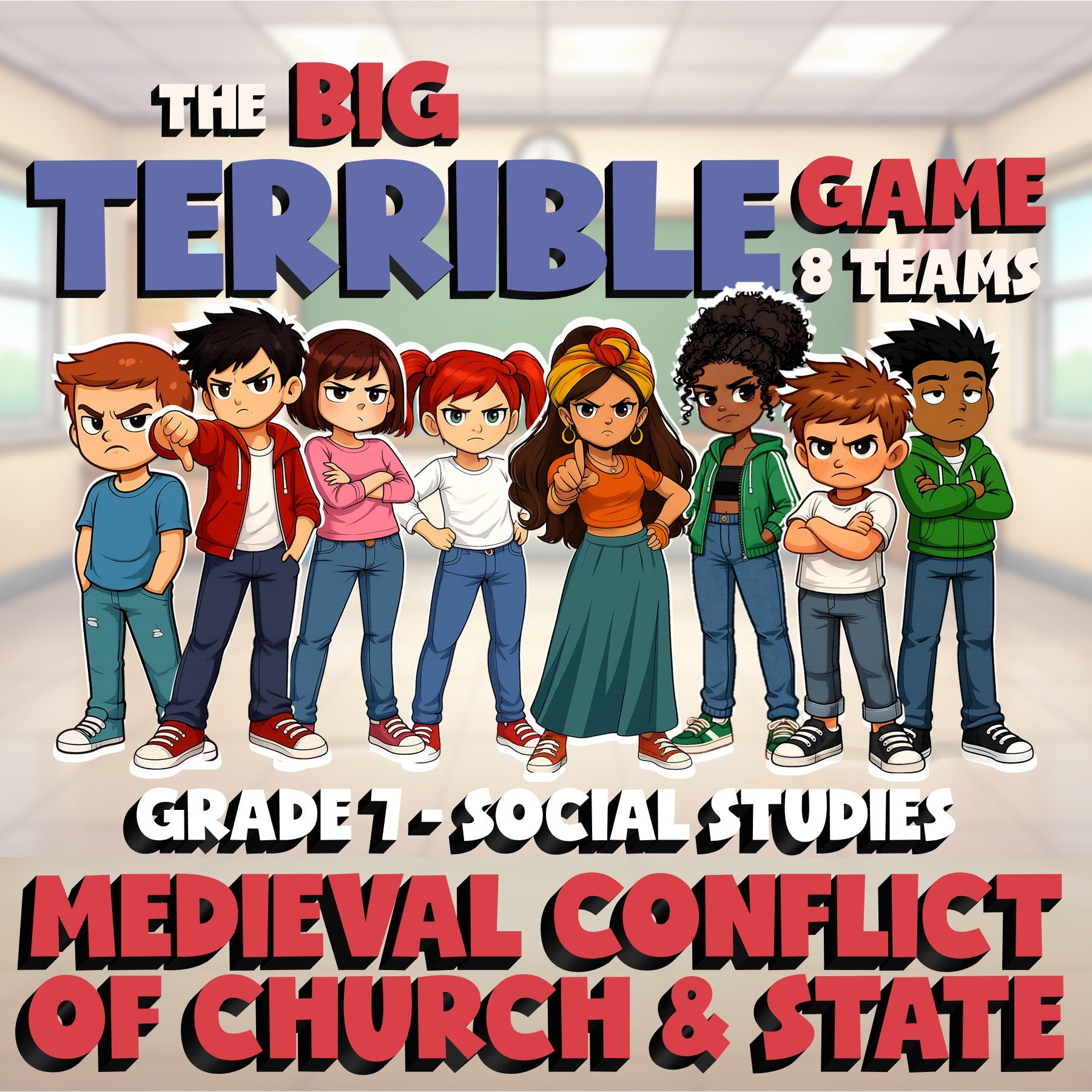 Medieval Conflict of Church & State BIG TERRIBLE GAME - Grade 7 Socials Review