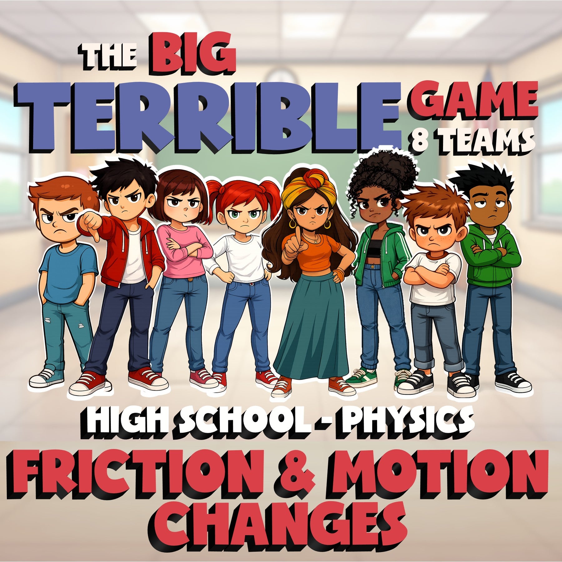 Friction & Motion Changes BIG TERRIBLE GAME - No Prep Physics Science Review