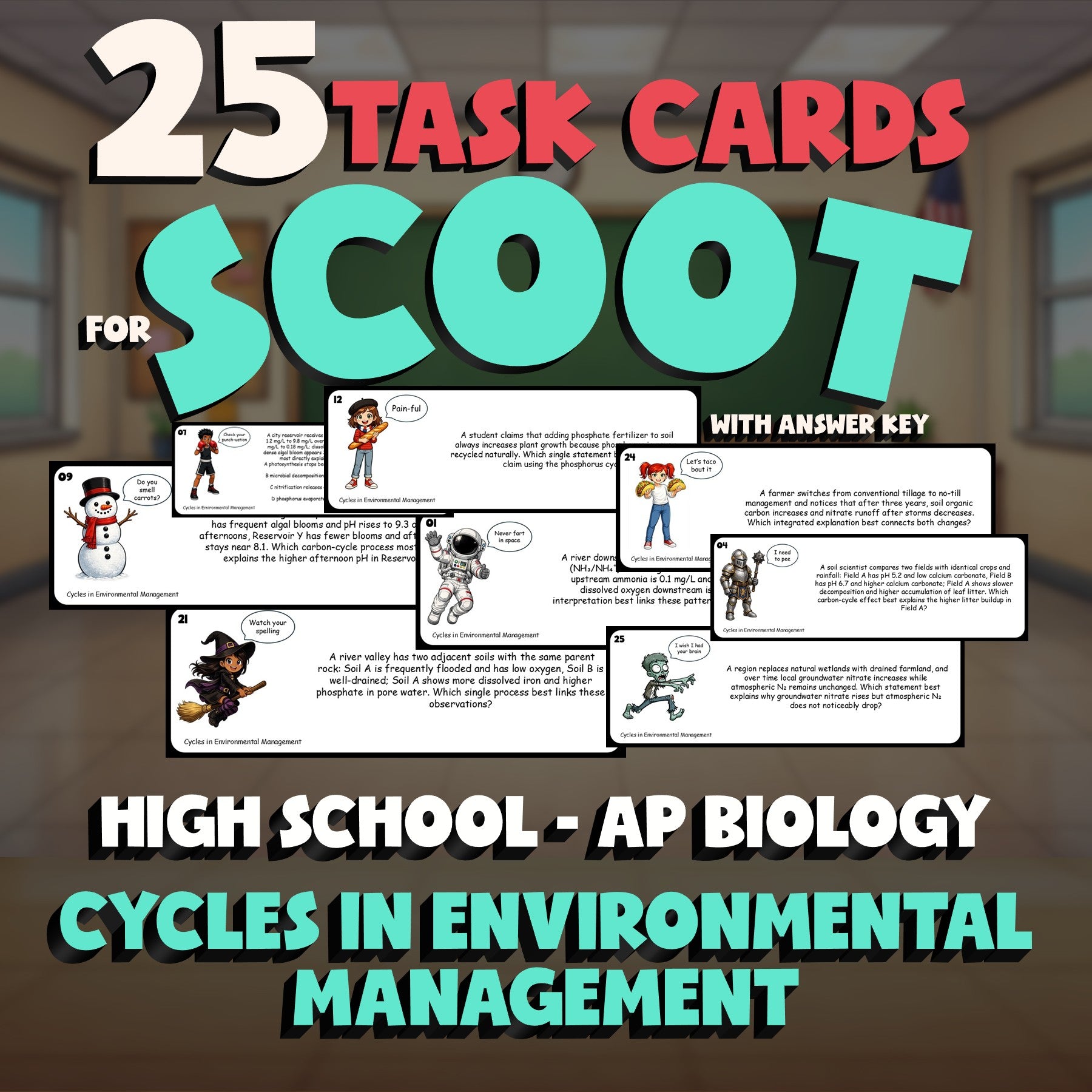 Cycles in Environmental Management SCOOT TASK CARDS Science Game - AP Biology