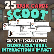Global Cultural Interaction & Impact SCOOT TASK CARDS Socials Game - Grade 7