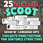 Evaluate Punctuation for Sentence Structure SCOOT TASK CARDS ELA Game - Grade 10