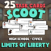 Limits of Liberty SCOOT TASK CARDS Civics Game - No Prep Review Activity