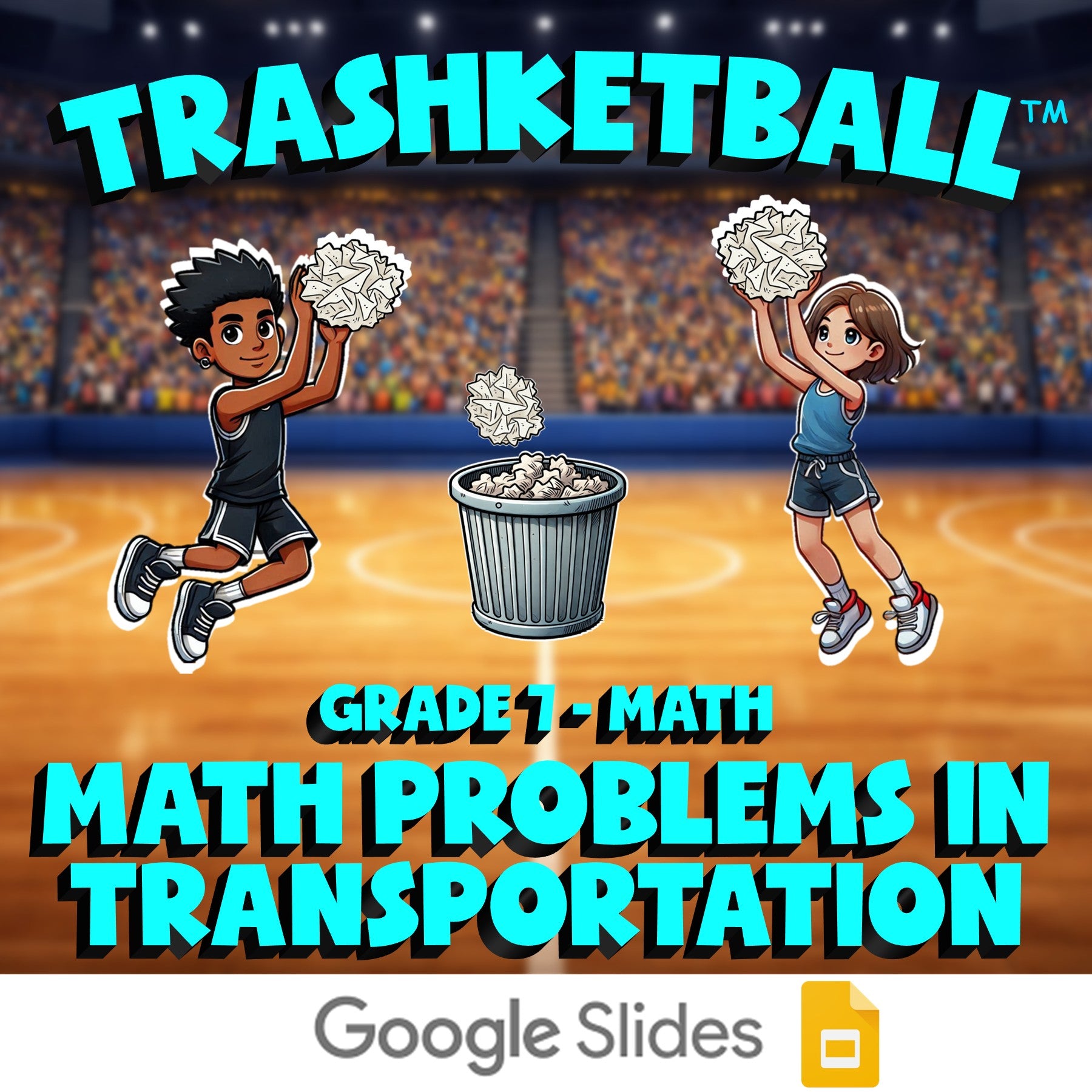 Math Problems in Transportation TRASHKETBALL Math Game - No Prep Grade 7 Review