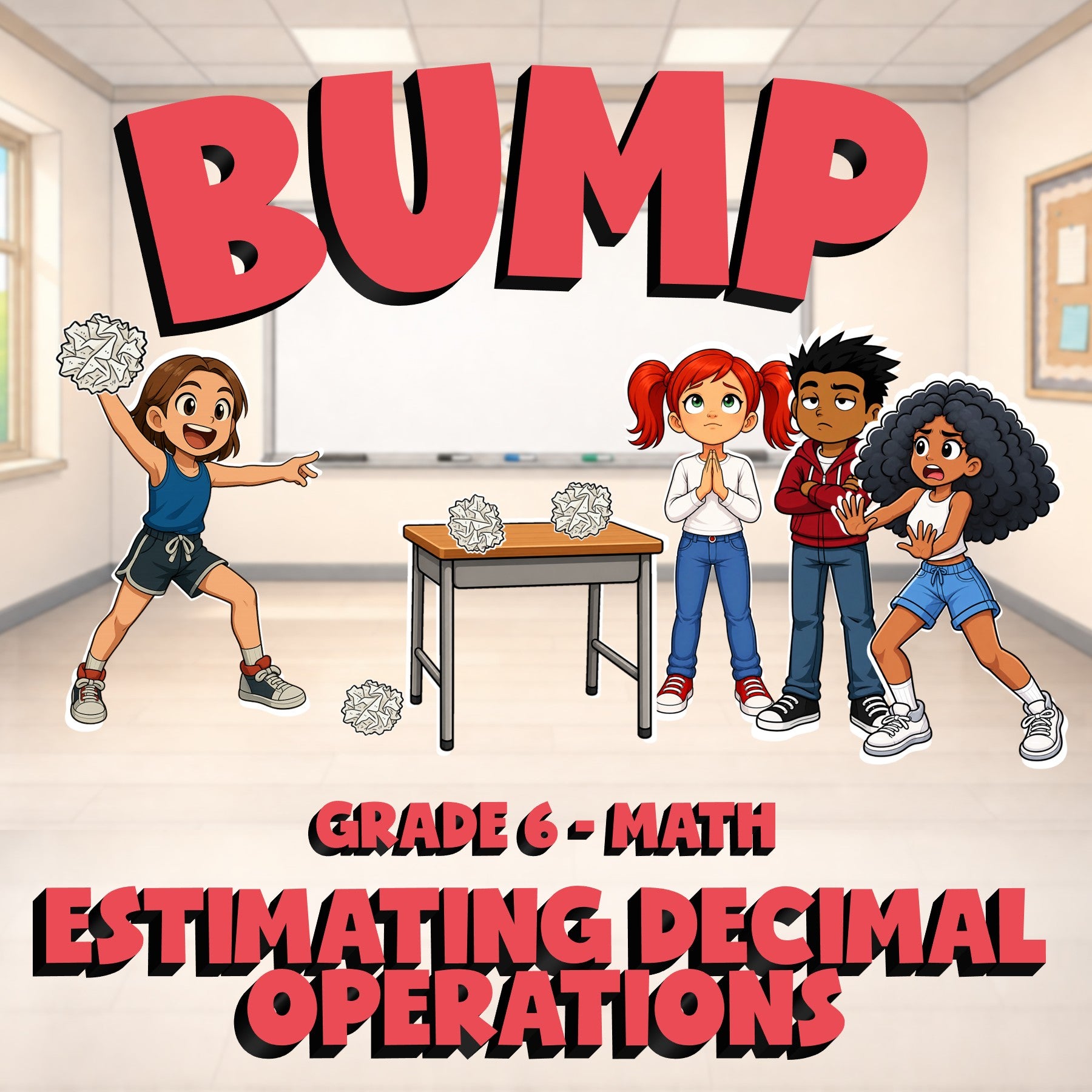 Estimating Decimal Operations BUMP Math Game - No Prep Grade 6 Review Activity