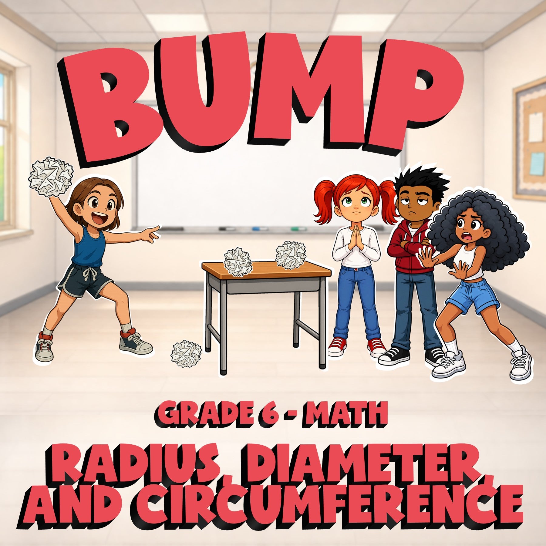 Radius, Diameter, and Circumference BUMP Math Game - No Prep Grade 6 Review