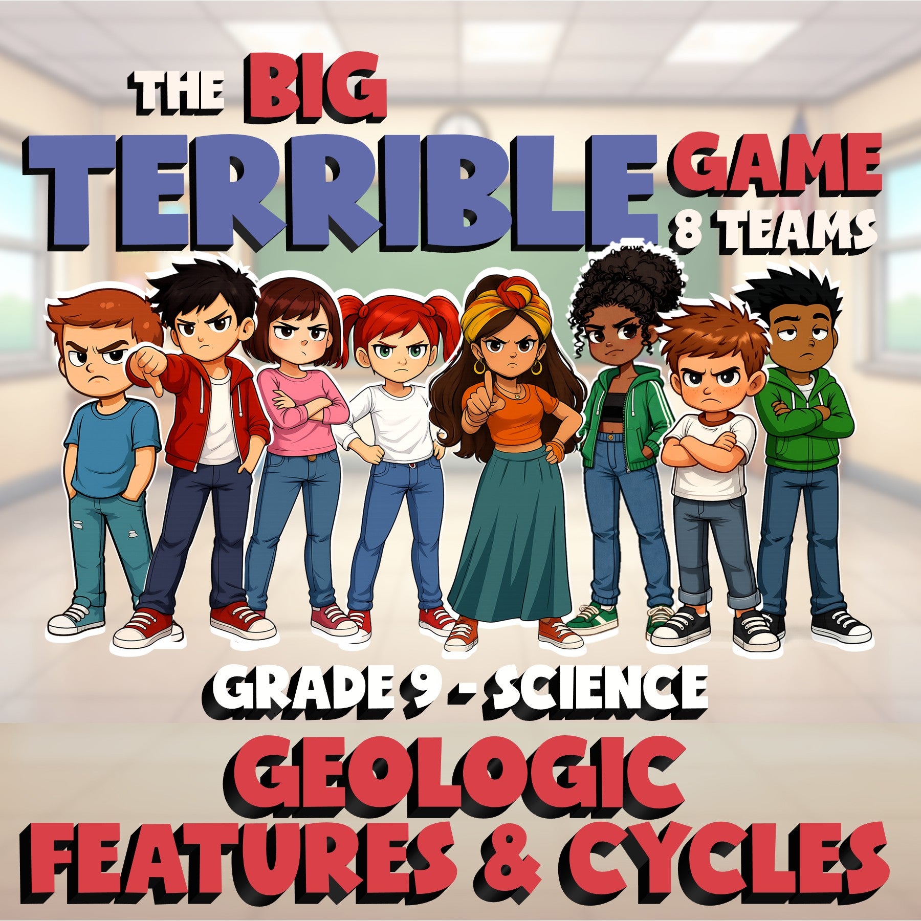 Geologic Features & Cycles BIG TERRIBLE GAME - No Prep Grade 9 Science Review