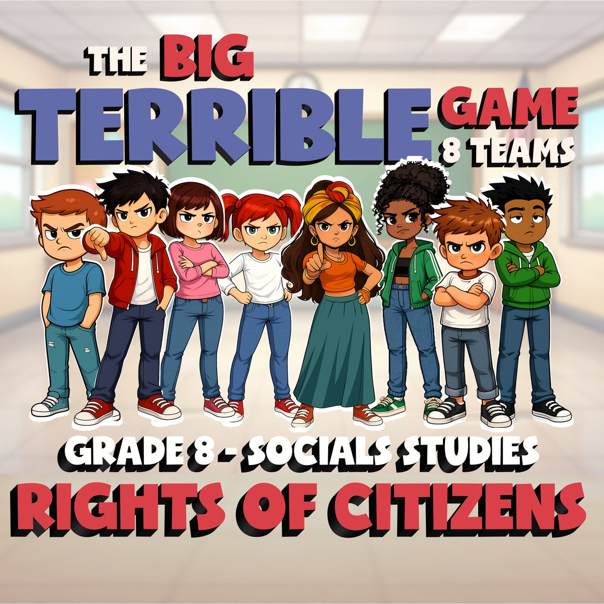 Rights of Citizens BIG TERRIBLE GAME - No Prep Grade 8 Socials Review Activity