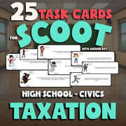 Taxation SCOOT TASK CARDS Civics Game - No Prep Review Activity