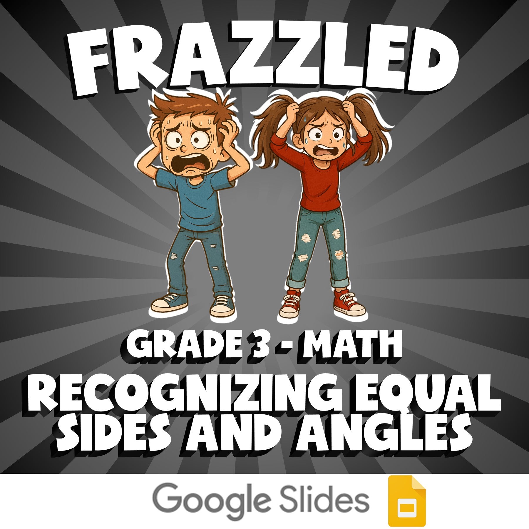 Recognizing Equal Sides and Angles FRAZZLED Math Game - No Prep Grade 3 Review