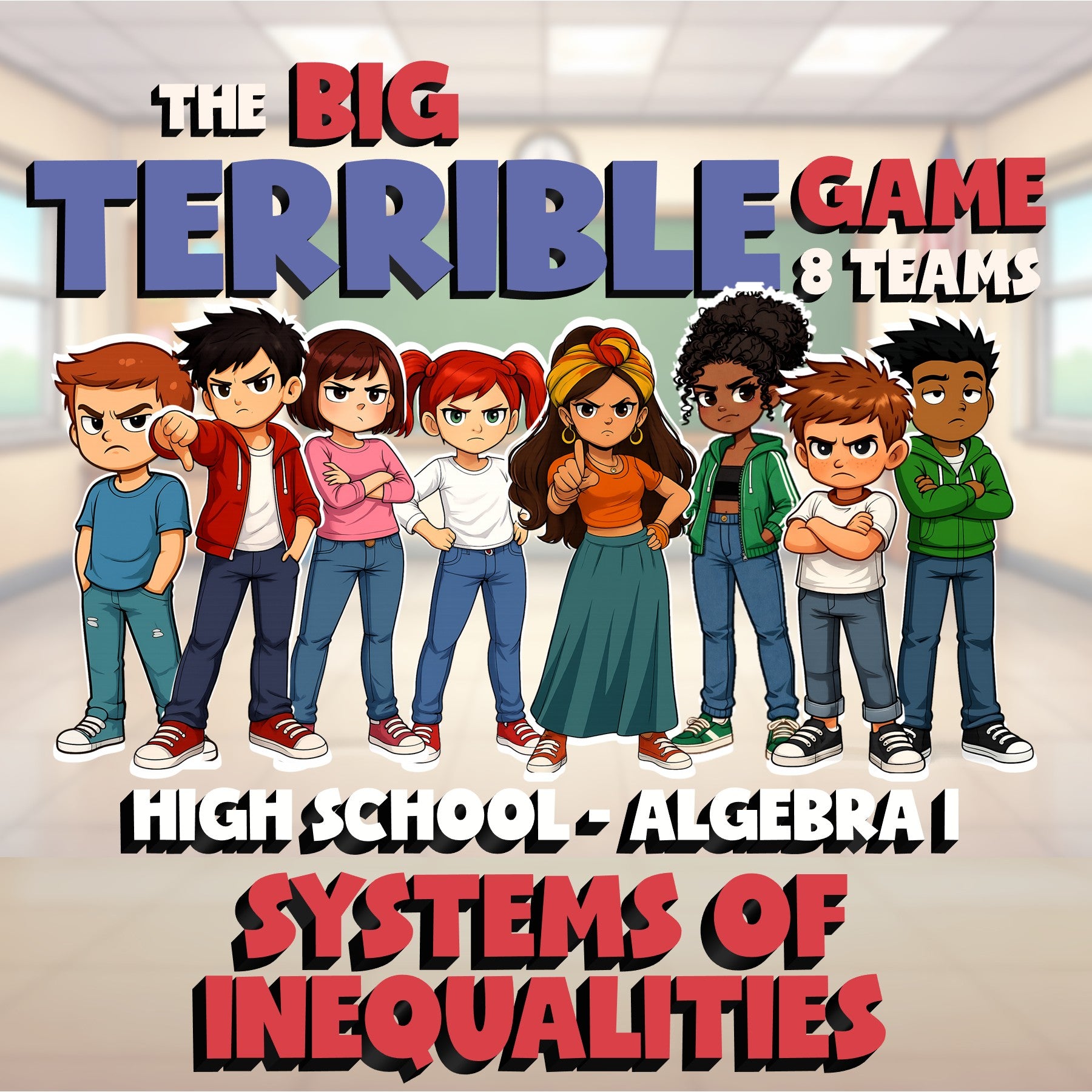 Systems of Inequalities BIG TERRIBLE GAME - No Prep Algebra 1 Math Review