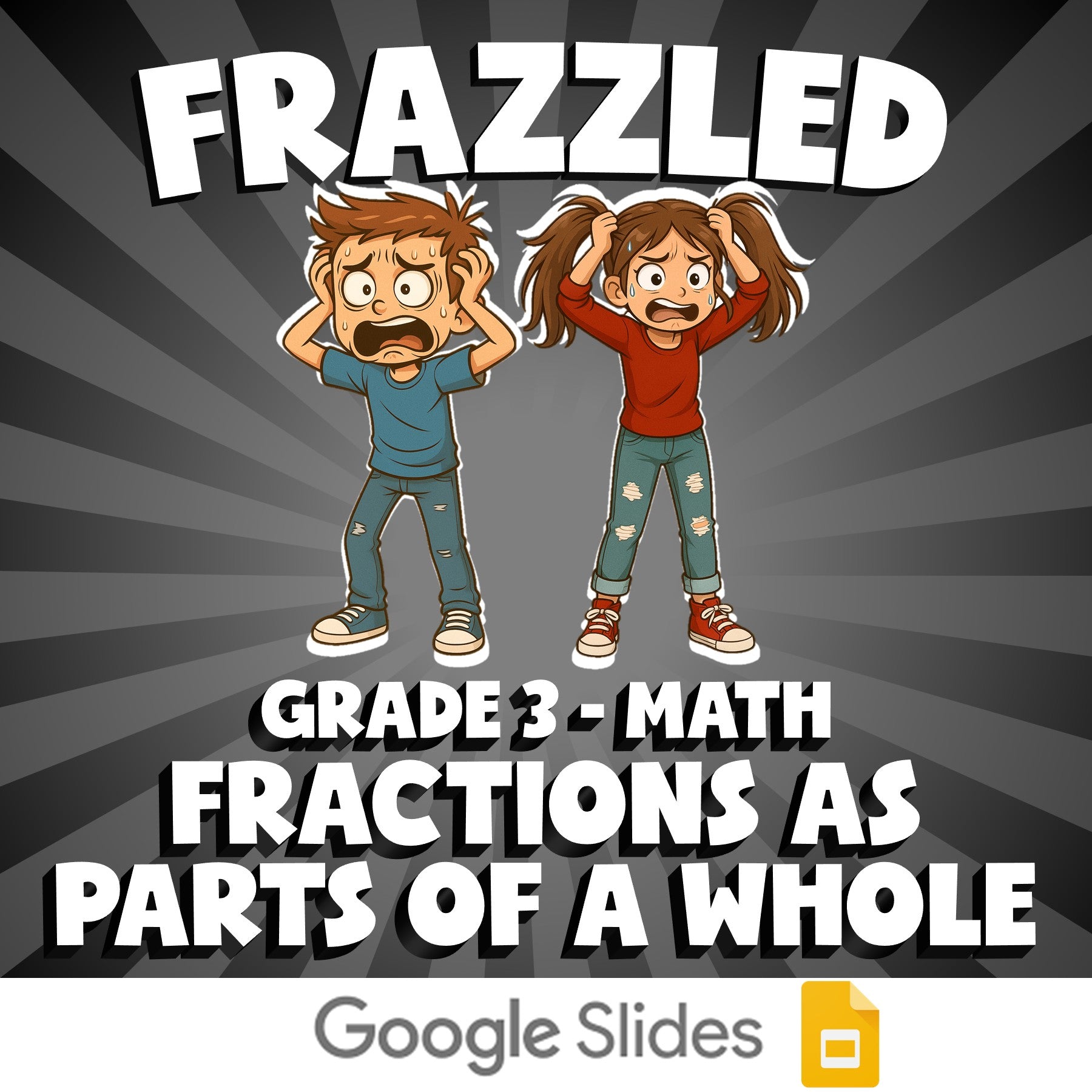 Fractions as Parts of a Whole FRAZZLED Math Game - No Prep Grade 3 Review