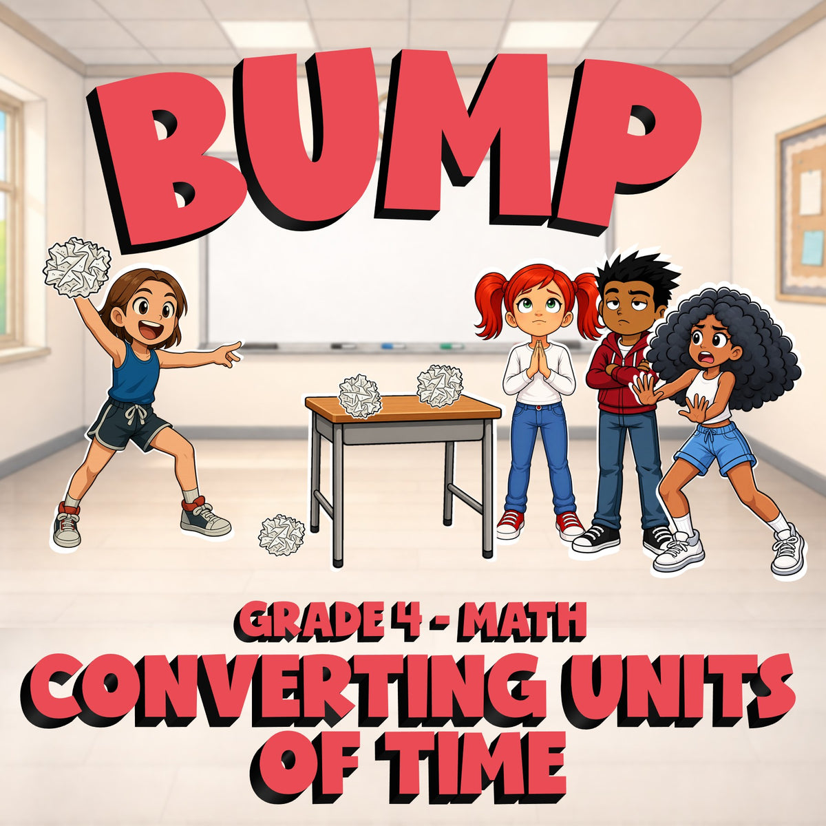 Converting Units of Time BUMP Math Game - No Prep Grade 4 Review Activity