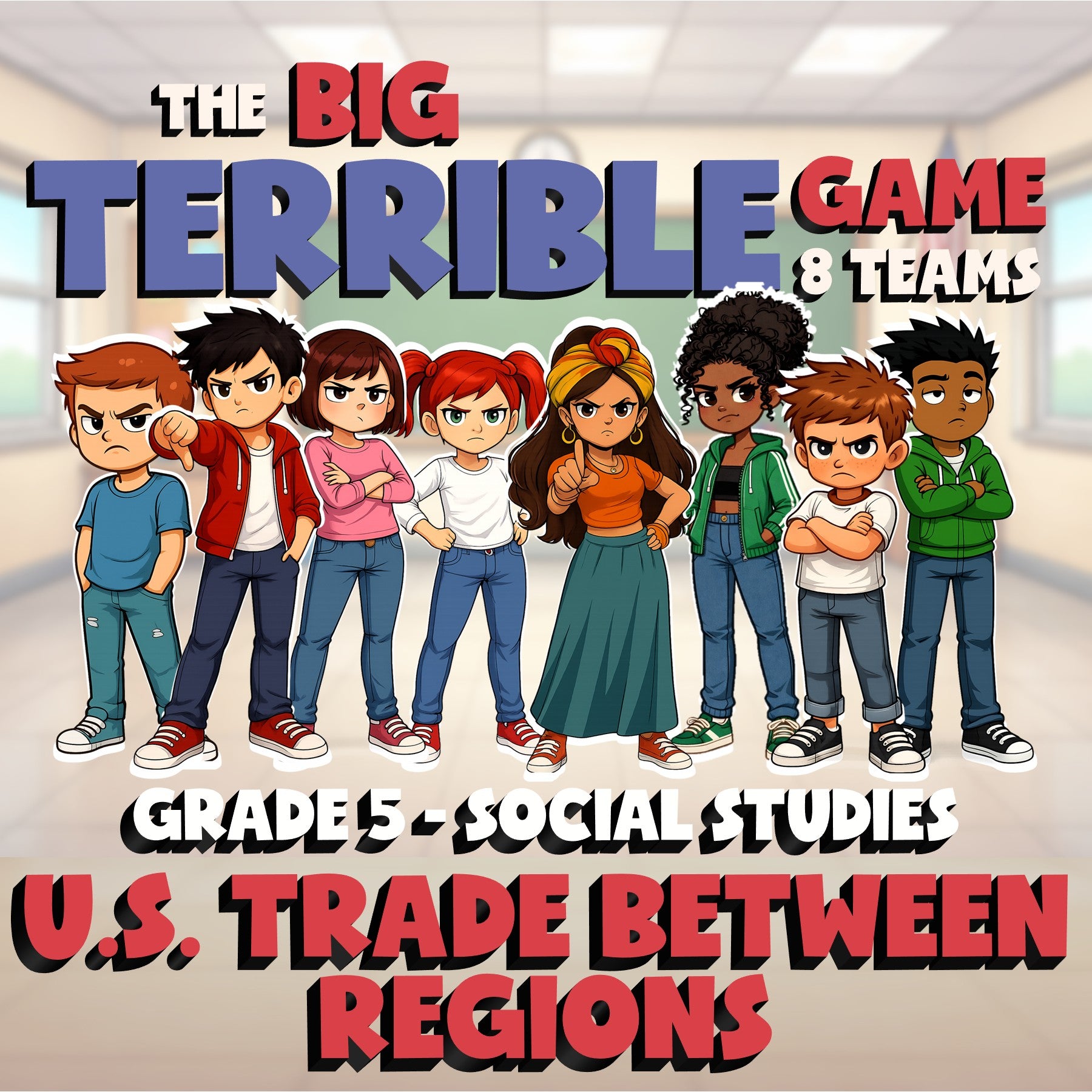 U.S. Trade Between Regions BIG TERRIBLE GAME - No Prep Grade 5 Socials Review