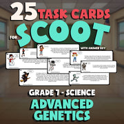 Advanced Genetics SCOOT TASK CARDS Science Game - No Prep Grade 7 Review