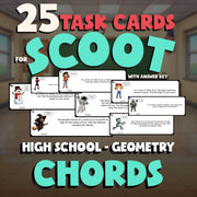 Chords SCOOT TASK CARDS Math Game - No Prep Geometry Review Activity