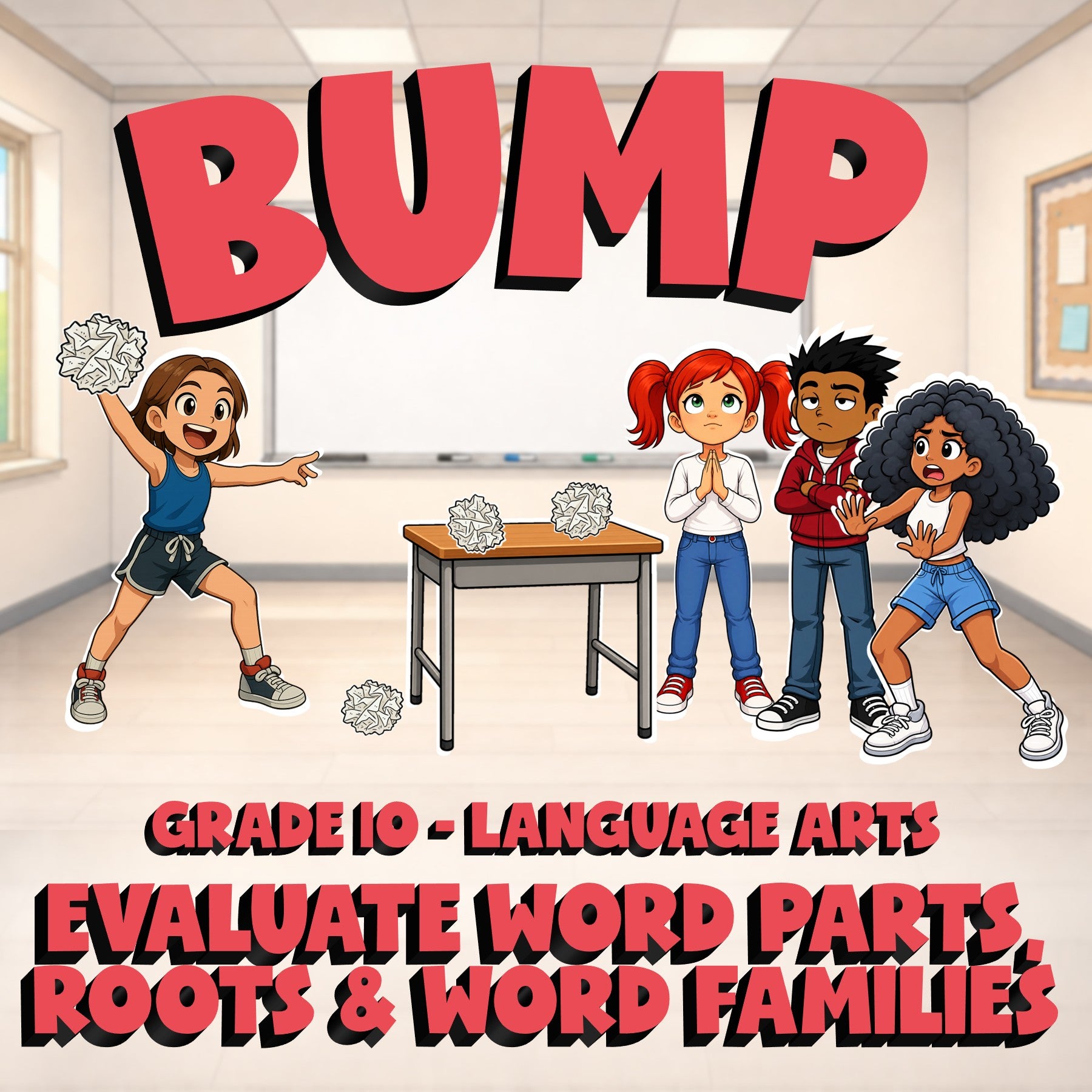 Evaluate Word Parts, Roots & Word Families BUMP ELA Game - No Prep Grade 10