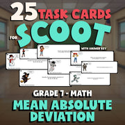 Mean Absolute Deviation SCOOT TASK CARDS Math Game - No Prep Grade 7 Review