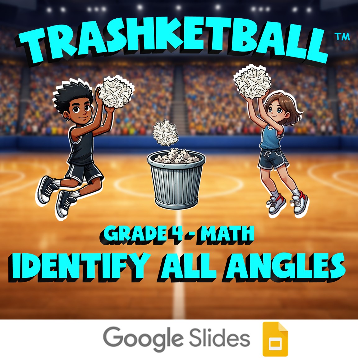 Identify All Angles TRASHKETBALL Math Game - No Prep Grade 4 Review Activity