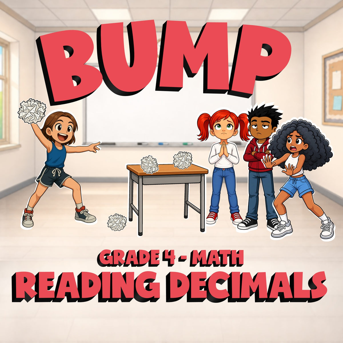 Reading Decimals BUMP Math Game - No Prep Grade 4 Review Activity