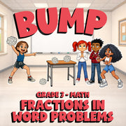 Fractions in Word Problems BUMP Math Game - No Prep Grade 3 Review Activity