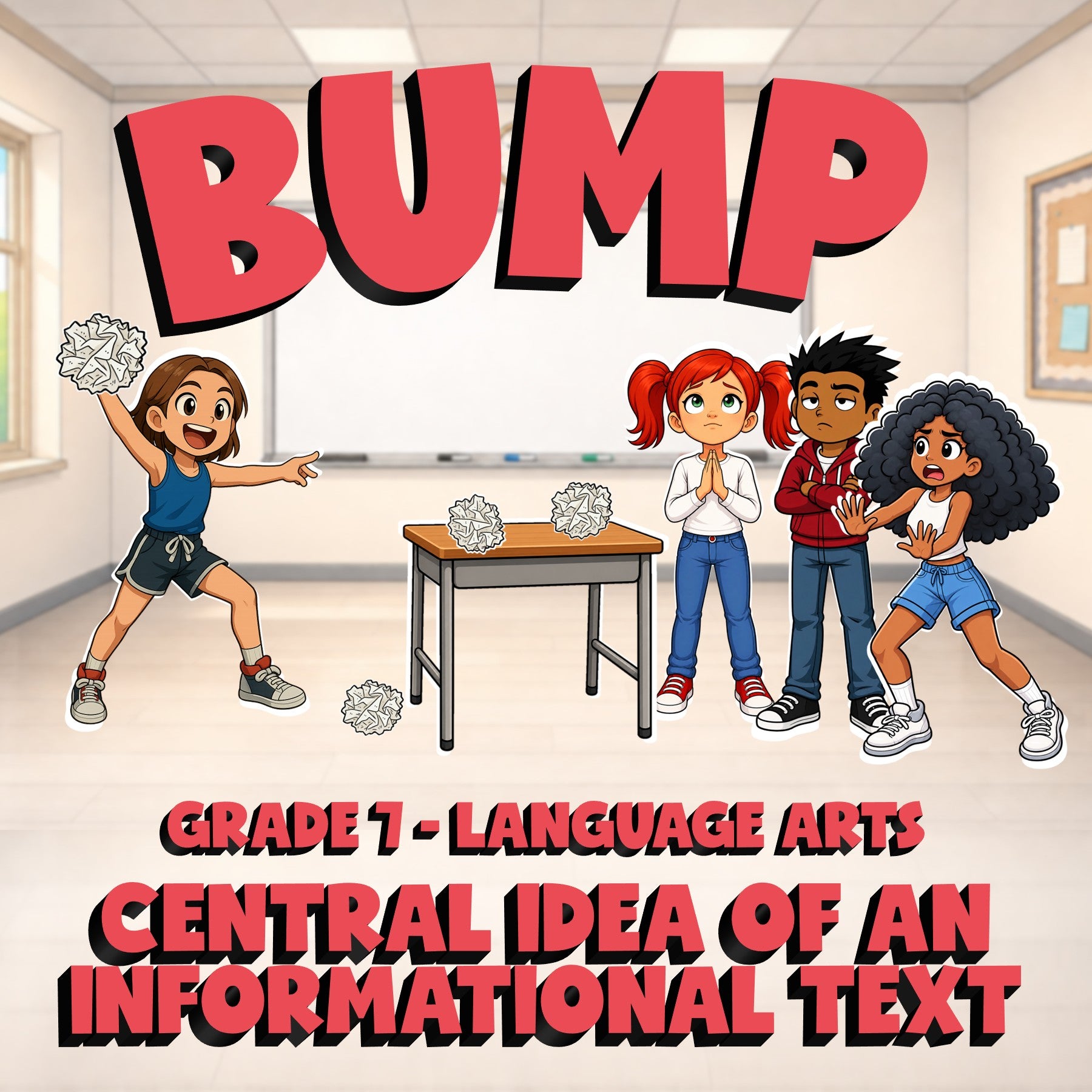 Central Idea of an Informational Text BUMP ELA Game - No Prep Grade 7 Review