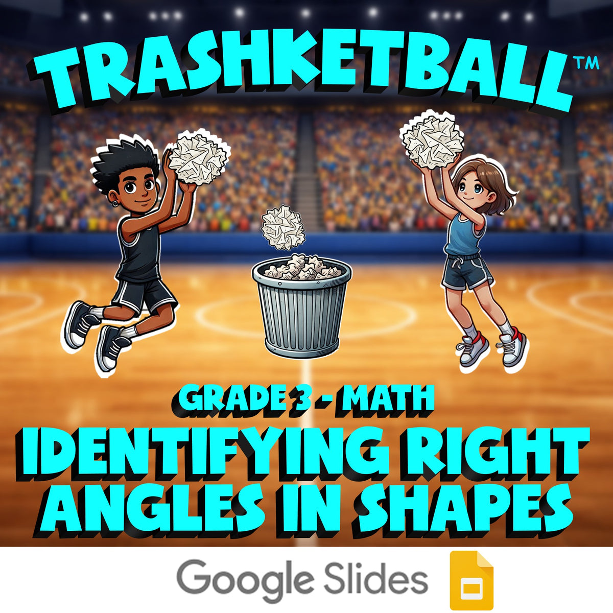 Identifying Right Angles in Shapes TRASHKETBALL Math Game - No Prep Grade 3