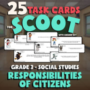 Responsibilities of Citizens SCOOT TASK CARDS Socials Game - No Prep Grade 3