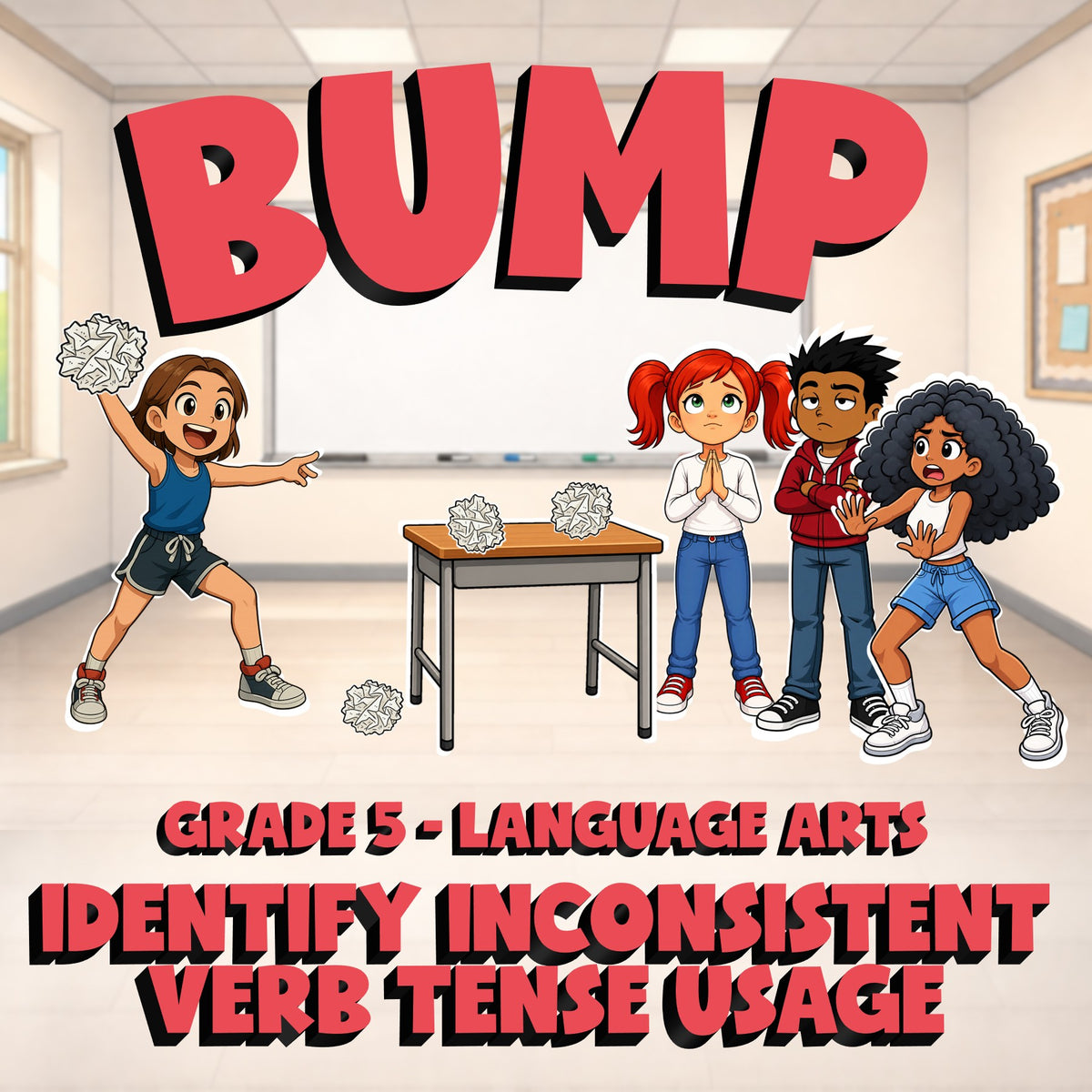 Identify Inconsistent Verb Tense Usage BUMP ELA Game - No Prep Grade 5 Review