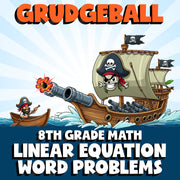 Linear Equation Word Problems GRUDGEBALL Math Game - No Prep Grade 8 Review
