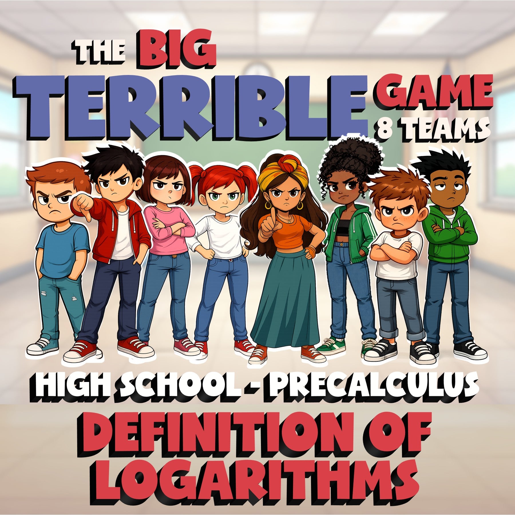 Definition of Logarithms BIG TERRIBLE GAME - No Prep PreCalculus Math Review