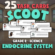 Endocrine System SCOOT TASK CARDS Science Game - No Prep Grade 8 Review Activity