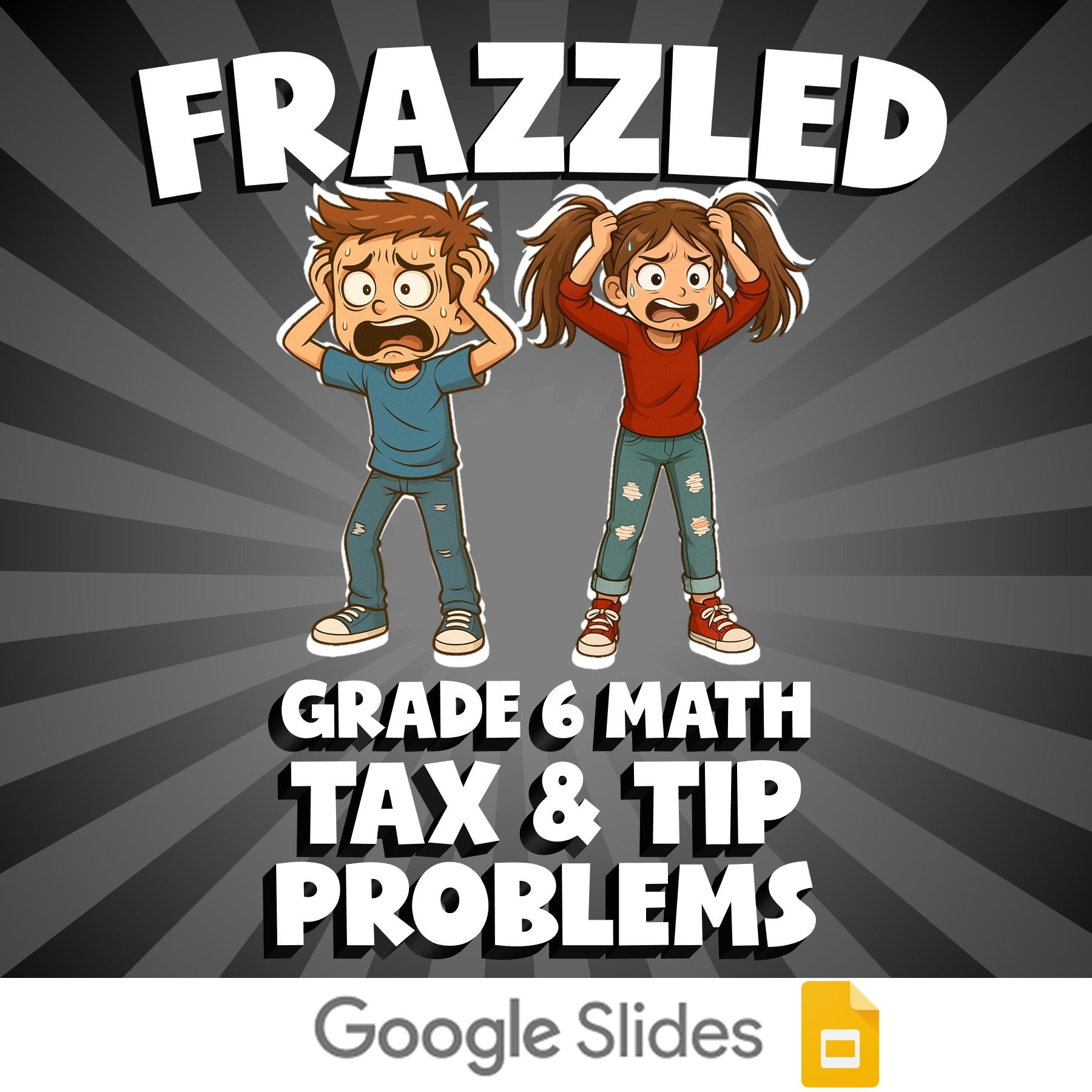 Tax & Tip Problems FRAZZLED Math Game - No Prep Grade 6 Review Activity