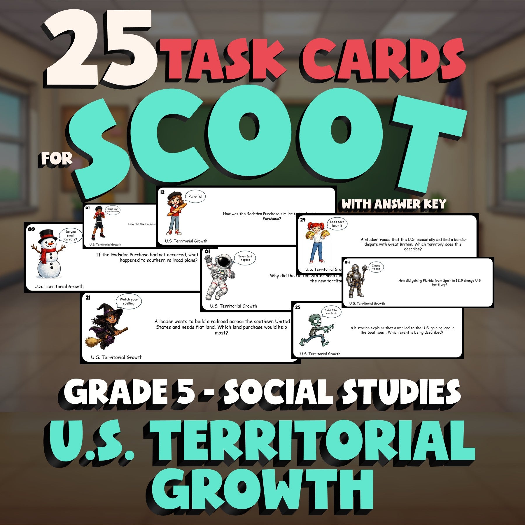 U.S. Territorial Growth SCOOT TASK CARDS Socials Game - No Prep Grade 5 Review