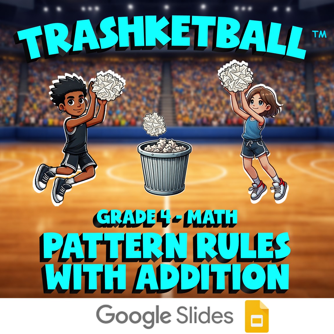 Pattern Rules with Addition TRASHKETBALL Math Game - No Prep Grade 4 Review