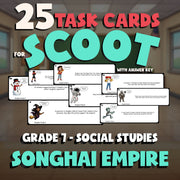 Songhai Empire SCOOT TASK CARDS Socials Game - No Prep Grade 7 Review Activity
