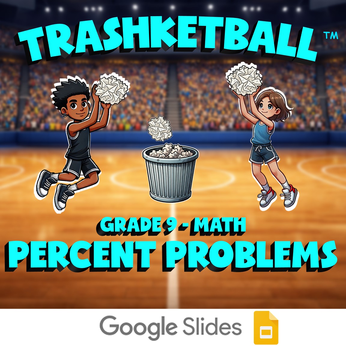 Percent Problems TRASHKETBALL Math Game - No Prep Grade 9 Review Activity