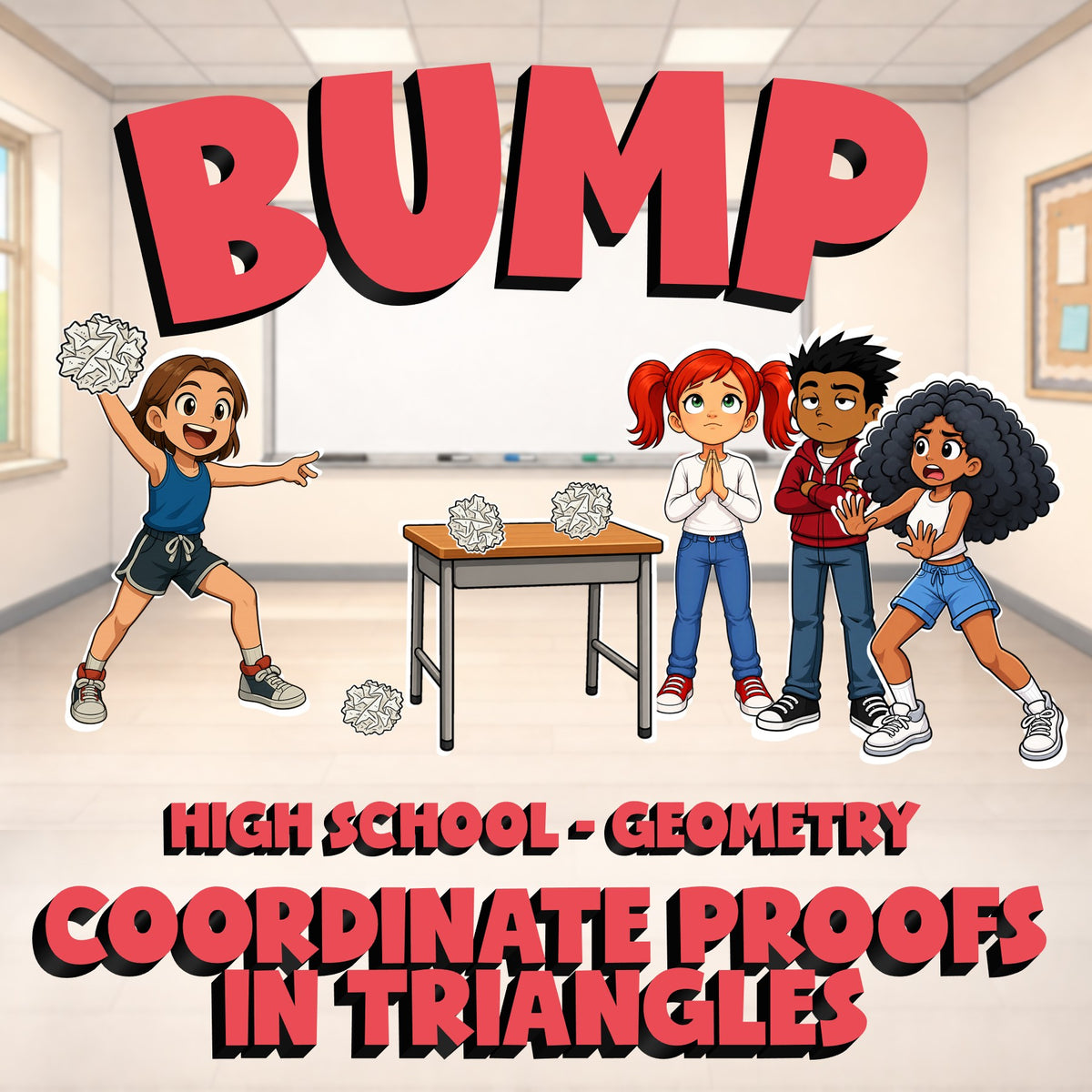 Coordinate Proofs in Triangles BUMP Math Game - No Prep Geometry Review Activity