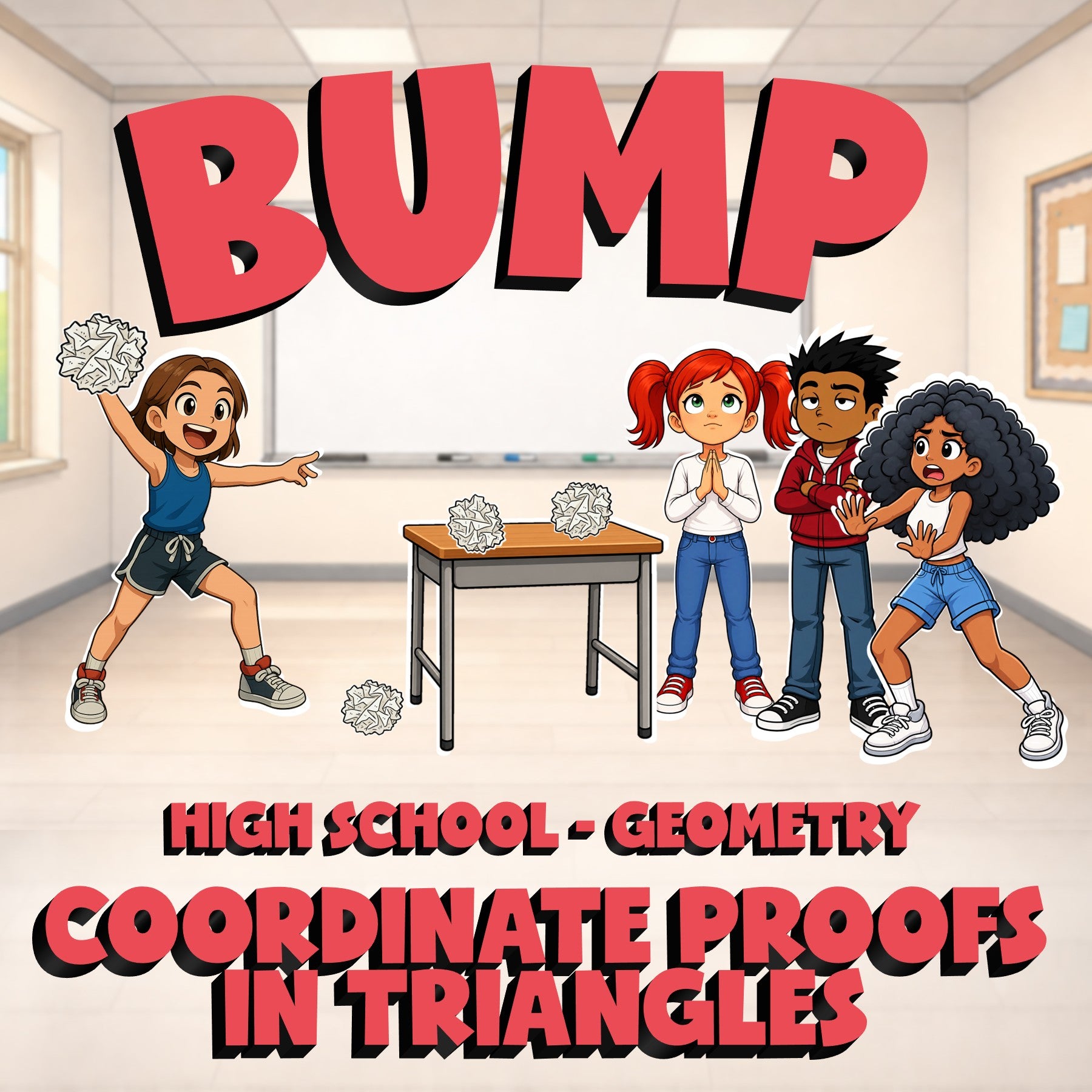 Coordinate Proofs in Triangles BUMP Math Game - No Prep Geometry Review Activity