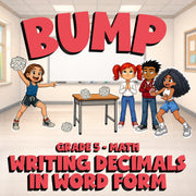 Writing Decimals in Word Form BUMP Math Game - No Prep Grade 5 Review Activity