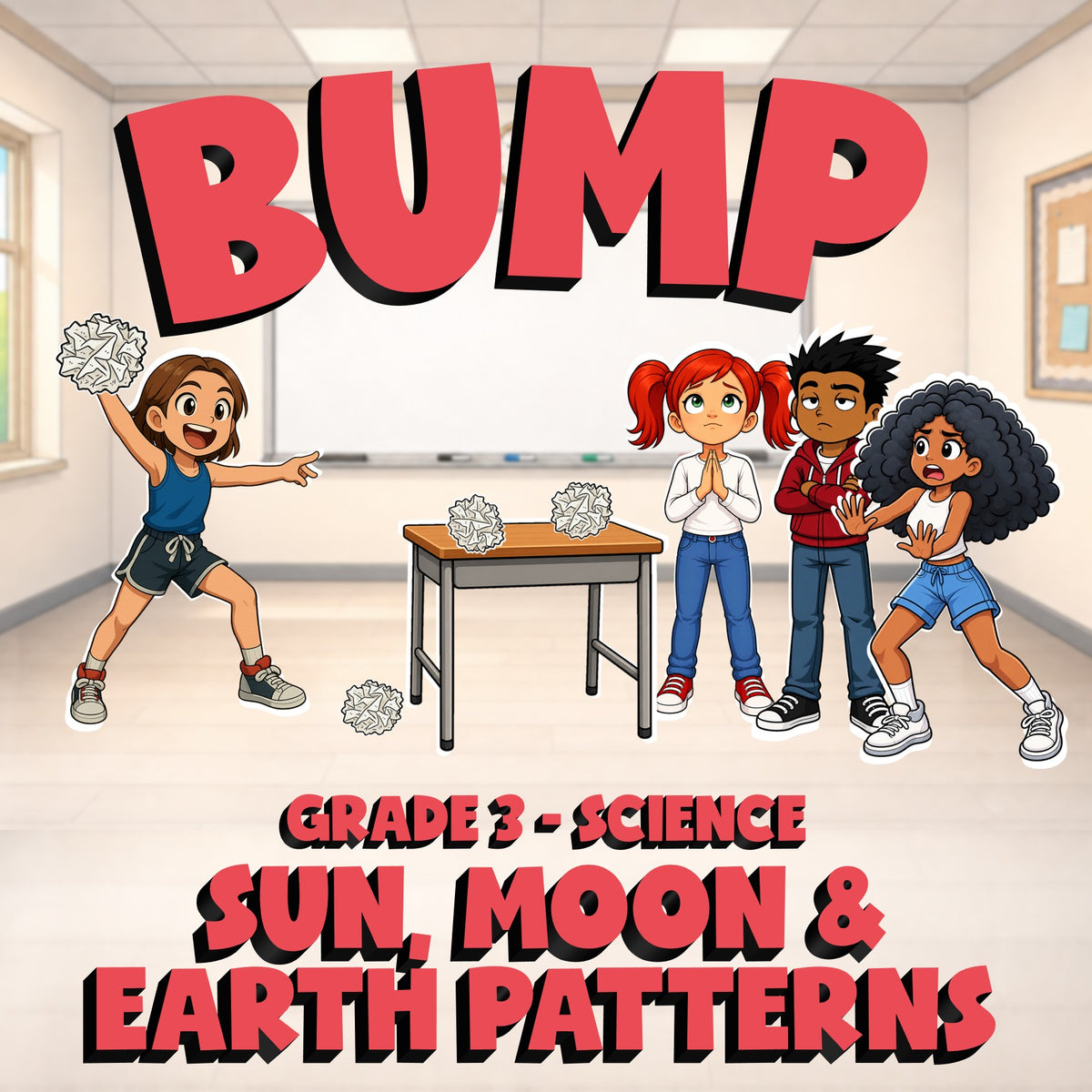 Sun, Moon & Earth Patterns BUMP Science Game - No Prep Grade 3 Review Activity