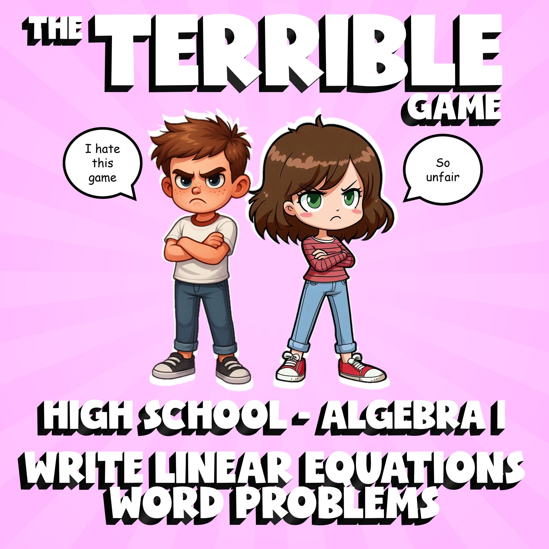 Write Linear Equations Word Problems THE TERRIBLE GAME - No Prep Algebra 1