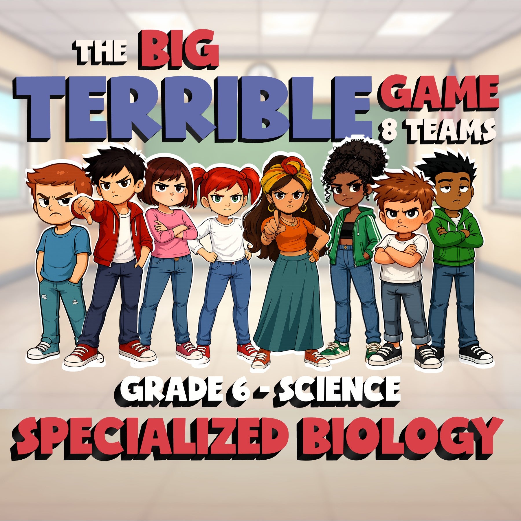 Specialized Biology BIG TERRIBLE GAME - No Prep Grade 6 Science Review Activity