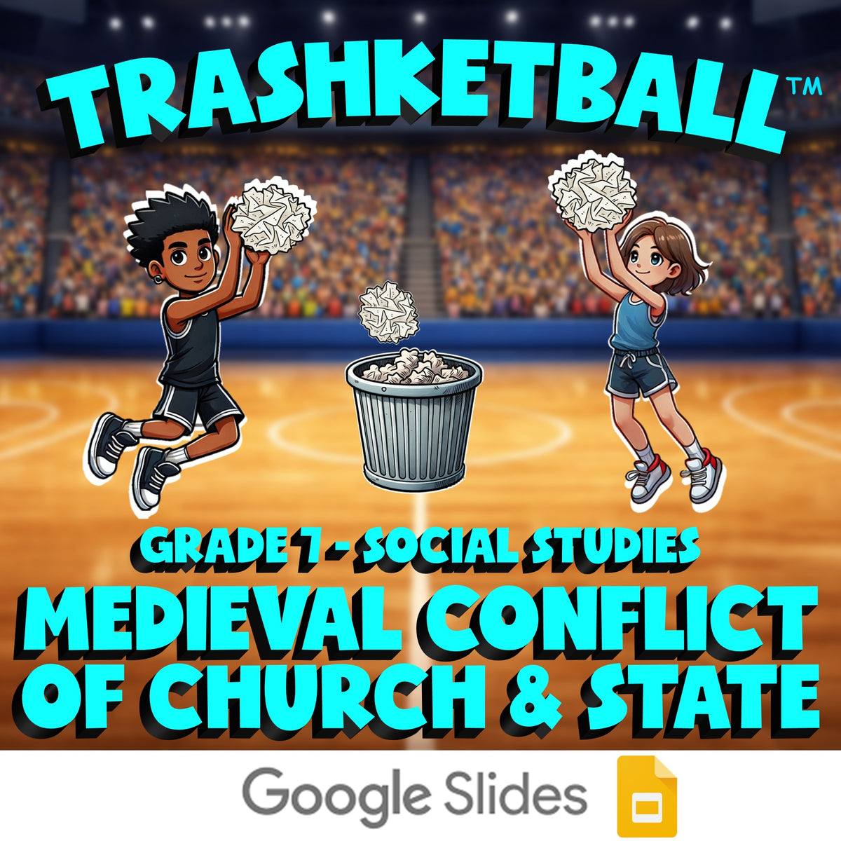 Medieval Conflict of Church & State TRASHKETBALL Socials Game - No Prep Grade 7