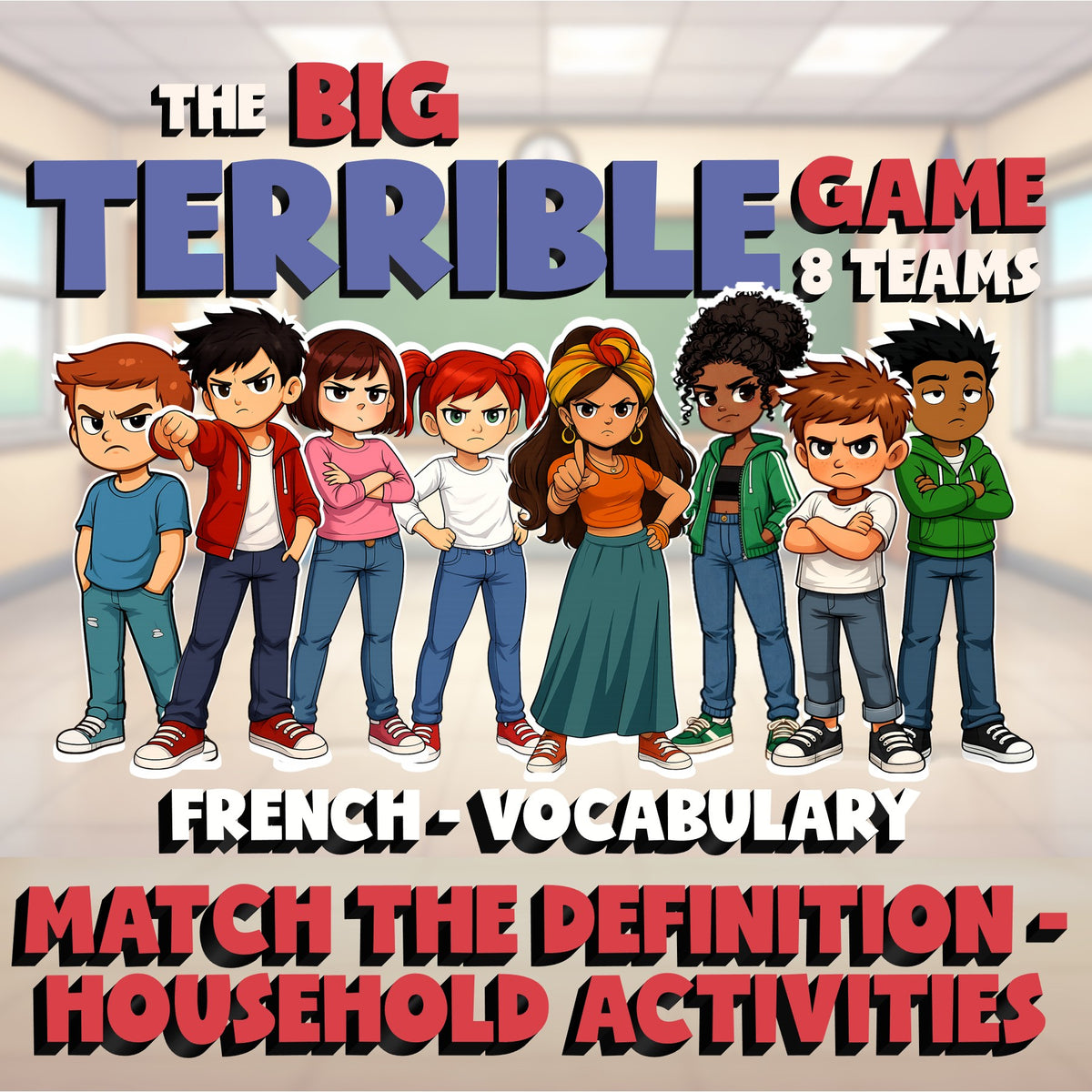 Match the Definition - Household Activities BIG TERRIBLE GAME - French Exercise