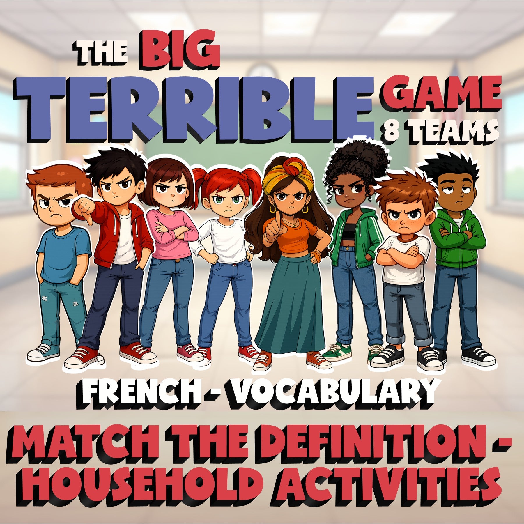 Match the Definition - Household Activities BIG TERRIBLE GAME - French Exercise