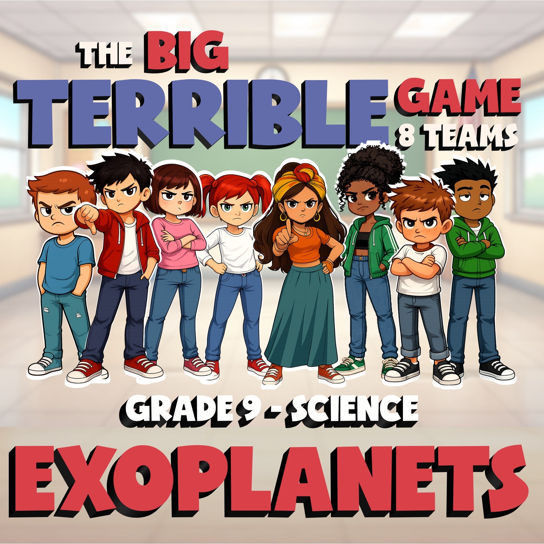 Exoplanets BIG TERRIBLE GAME - No Prep Grade 9 Science Review Activity