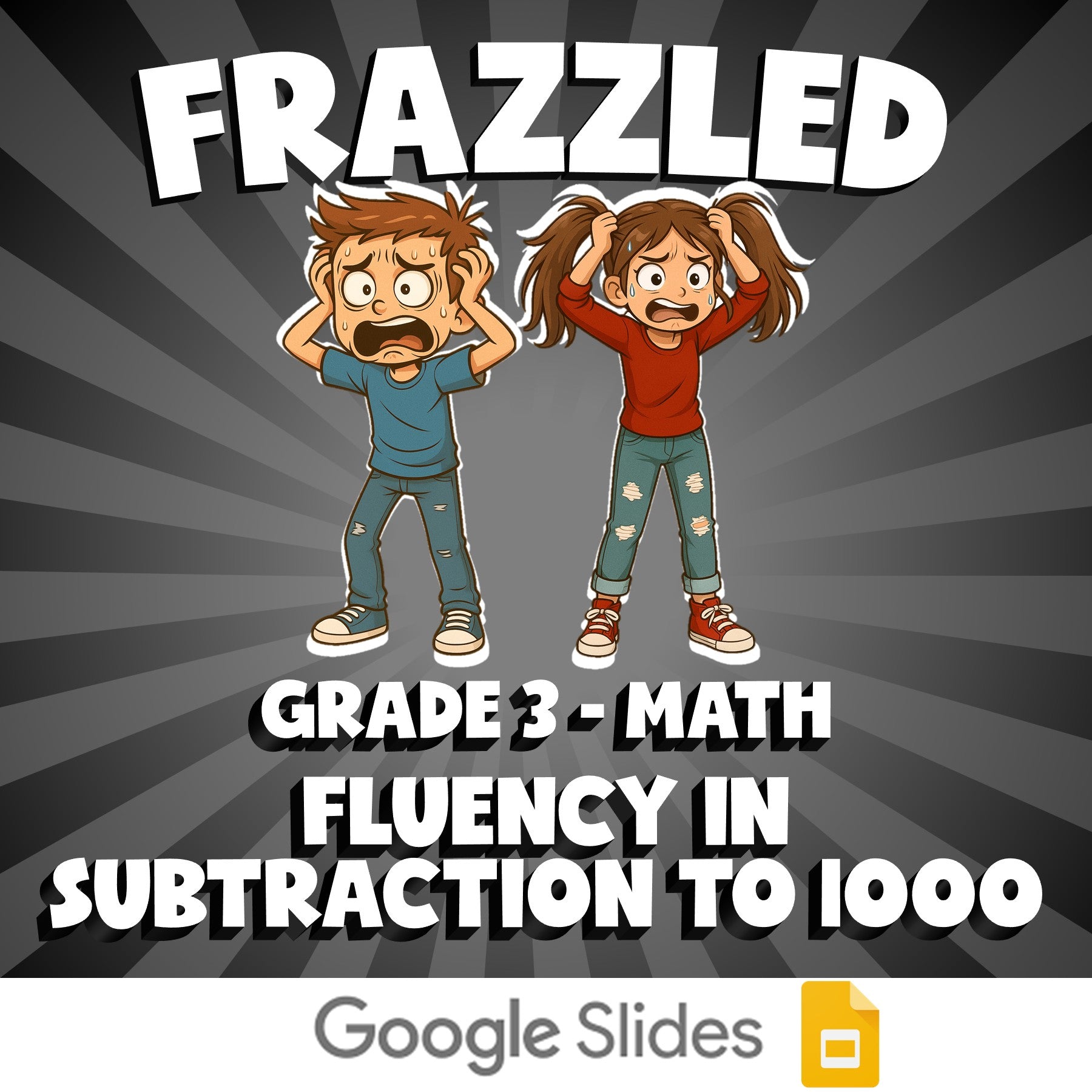 Fluency in Subtraction to 1000 FRAZZLED Math Game - No Prep Grade 3 Review