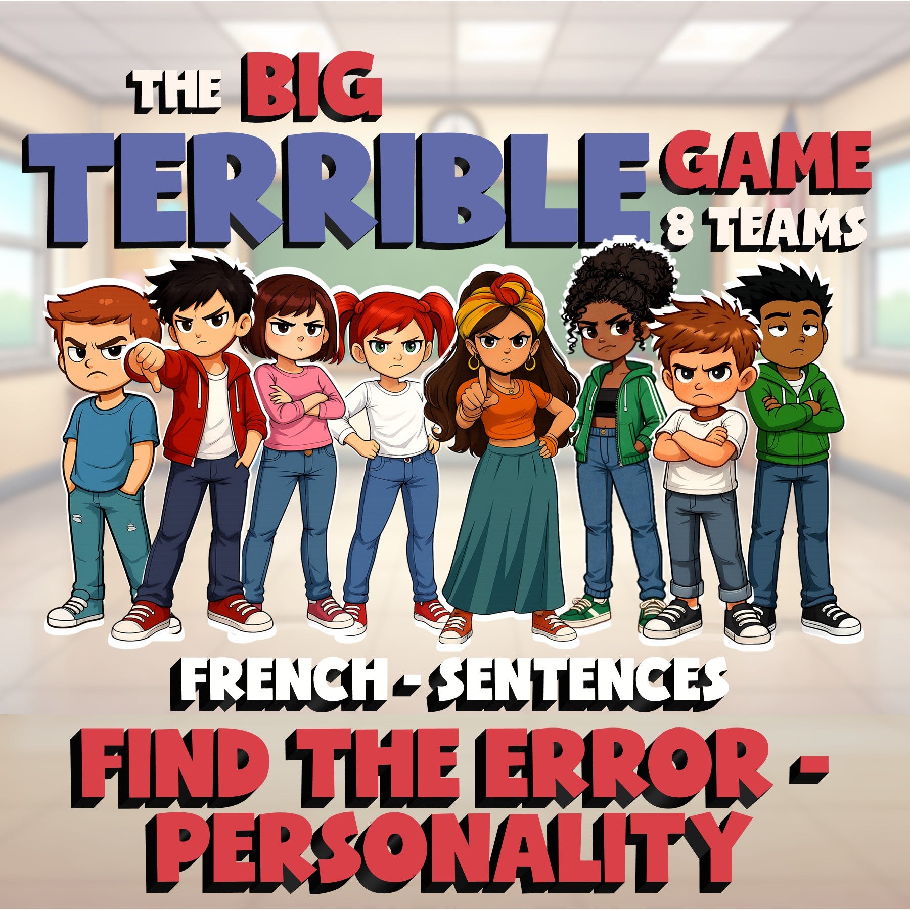 Find the Error - Personality BIG TERRIBLE GAME - No Prep French Exercise