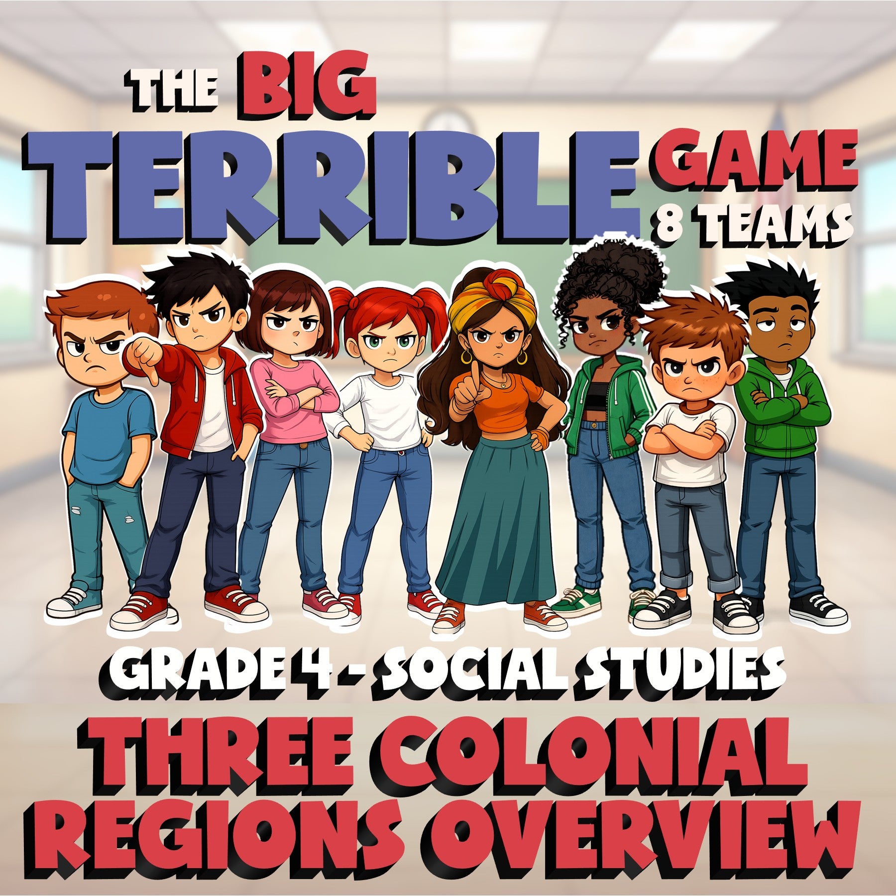 Three Colonial Regions Overview BIG TERRIBLE GAME - Grade 4 Socials Review